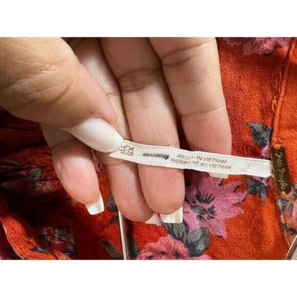 Celia Floral Front Tie Blouse FREE PEOPLE XS - Picture 7 of 7